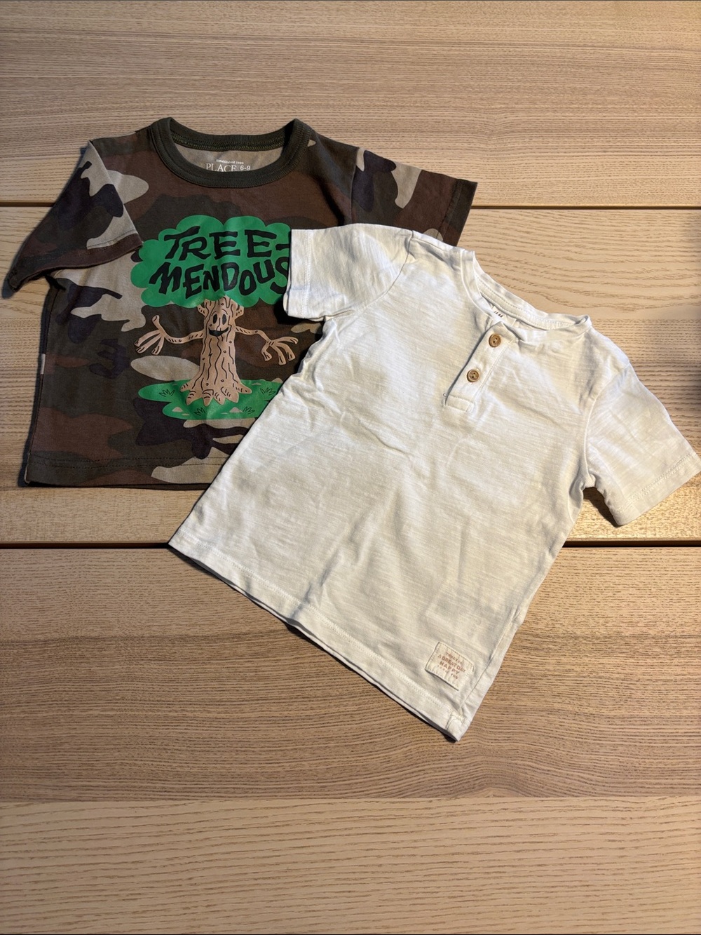 Place White Henley Short Sleeve Tee with Neutral Buttons